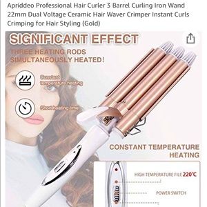 Apriddeo Professional Hair Curling Iron Wand 22mm